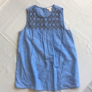 J. Crew Chambray Geometric Pattern Sleeveless Top